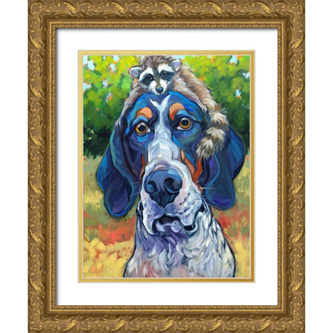 Coonhound Gold Ornate Wood Framed Art Print with Double Matting by Townsend, CR