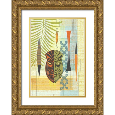 Tiki Warrior No. 1 Gold Ornate Wood Framed Art Print with Double Matting by Theodore, James