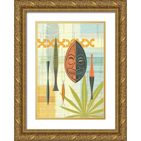 Tiki Warrior No. 2 Gold Ornate Wood Framed Art Print with Double Matting by Theodore, James