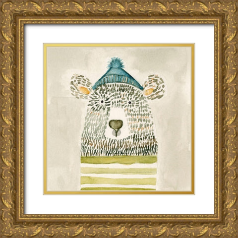 Chester Bear Gold Ornate Wood Framed Art Print with Double Matting by Timbrook, Natalie