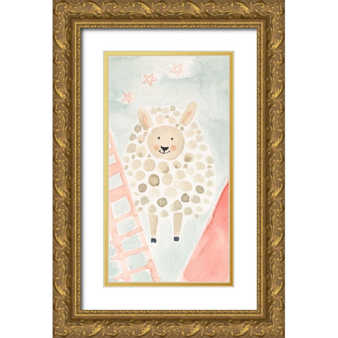 Counting Sheep No. 2 Gold Ornate Wood Framed Art Print with Double Matting by Timbrook, Natalie