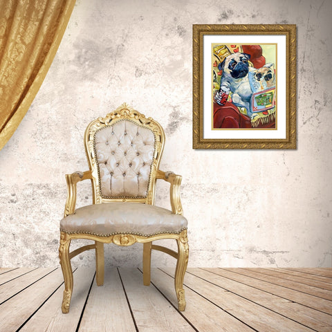 Bark a Lounger Gold Ornate Wood Framed Art Print with Double Matting by Townsend, CR