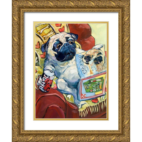 Bark a Lounger Gold Ornate Wood Framed Art Print with Double Matting by Townsend, CR