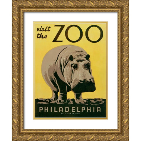 Visit the Zoo Gold Ornate Wood Framed Art Print with Double Matting by Unknown