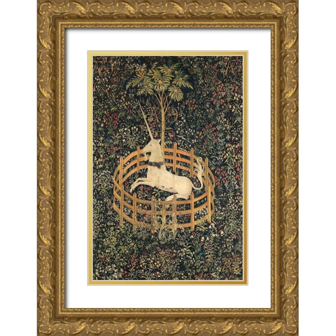 The Unicorn in Captivity Gold Ornate Wood Framed Art Print with Double Matting by Unknown