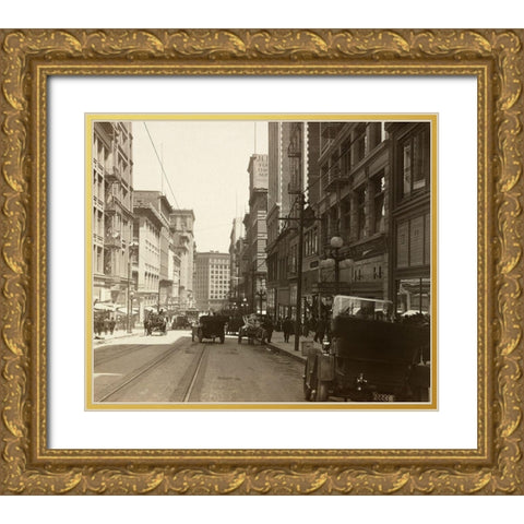 Market Street I Gold Ornate Wood Framed Art Print with Double Matting by Unknown