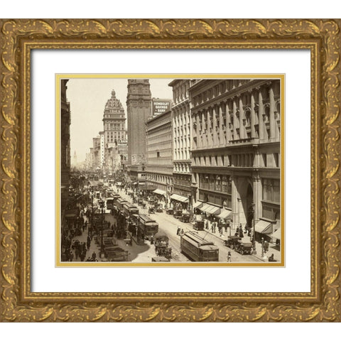 Market Street II Gold Ornate Wood Framed Art Print with Double Matting by Unknown