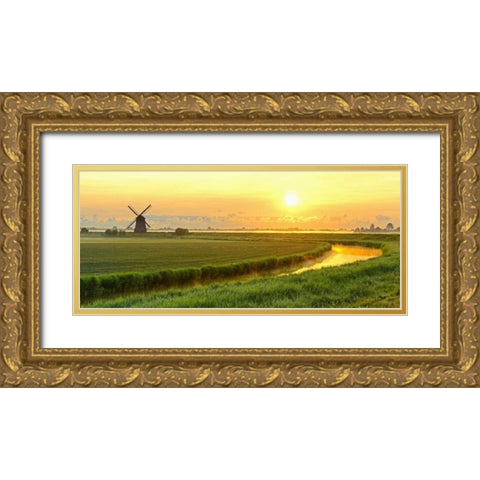 Morning Meadow Gold Ornate Wood Framed Art Print with Double Matting by Van de Goor, Lars