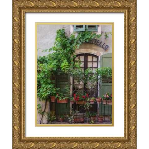 Moustiers Sainte Marie Gold Ornate Wood Framed Art Print with Double Matting by Van de Goor, Lars
