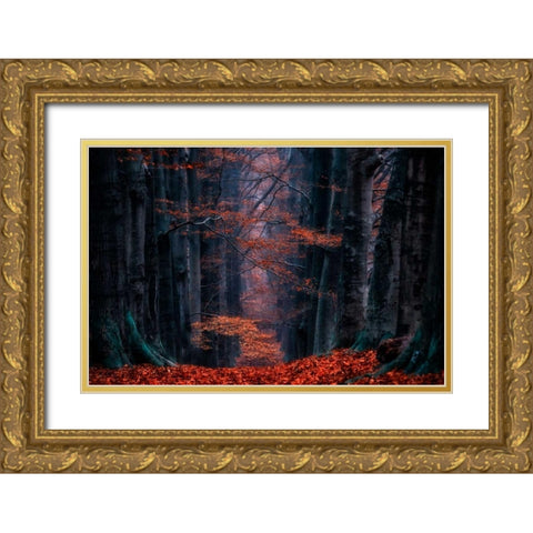 Synapse Gold Ornate Wood Framed Art Print with Double Matting by Van de Goor, Lars