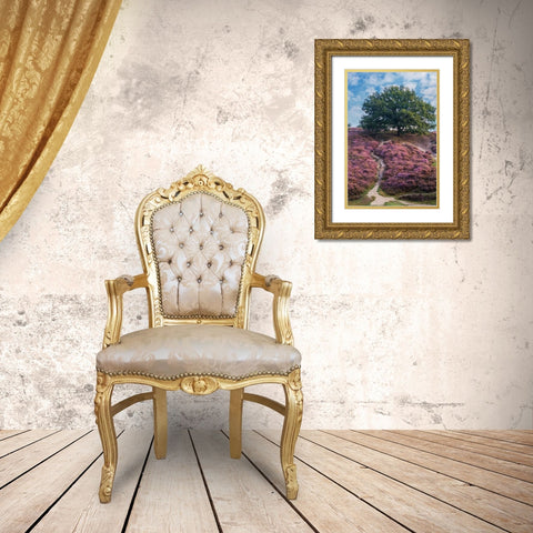 Purple Heath Gold Ornate Wood Framed Art Print with Double Matting by Van de Goor, Lars