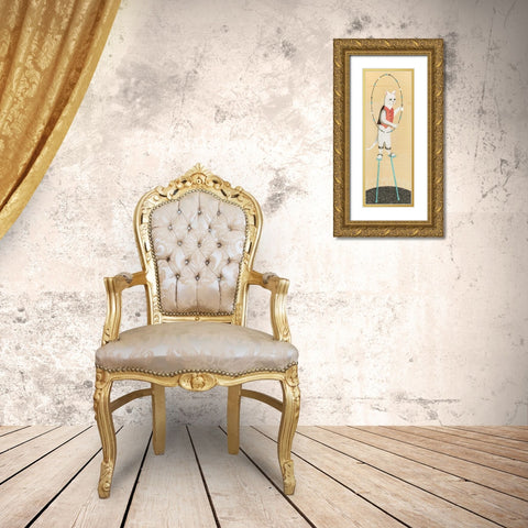Cat on Stilts Gold Ornate Wood Framed Art Print with Double Matting by Verhoeven, Judy