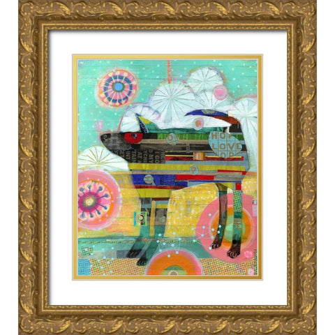 Snowflake on His Nose Gold Ornate Wood Framed Art Print with Double Matting by Verhoeven, Judy