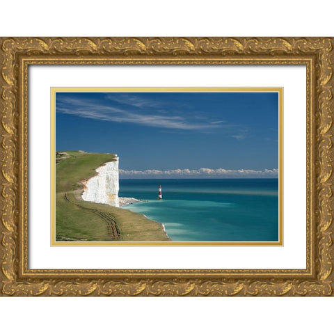 Beachy Head Lighthouse Gold Ornate Wood Framed Art Print with Double Matting by Van de Goor, Lars