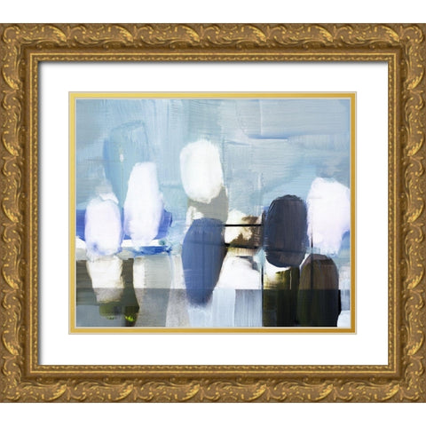 Spatial Composition 02.04.2018 Gold Ornate Wood Framed Art Print with Double Matting by Villafane, Stephane