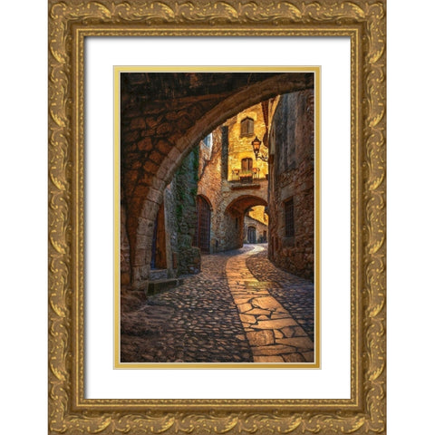 Pals Gold Ornate Wood Framed Art Print with Double Matting by Van de Goor, Lars