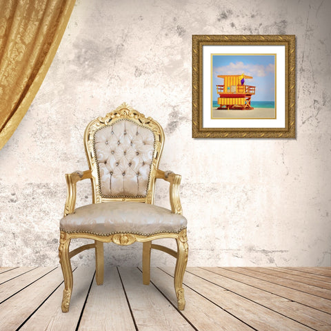 Lifeguard Station Gold Ornate Wood Framed Art Print with Double Matting by Vargas, Carlos