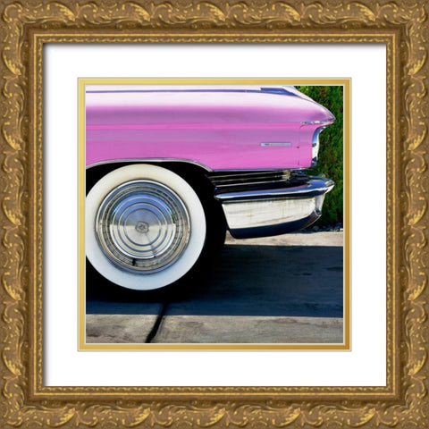 Pink Cadillac Tire Gold Ornate Wood Framed Art Print with Double Matting by Vargas, Carlos