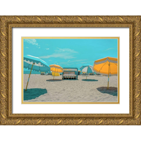 Umbrellas No. 2 Gold Ornate Wood Framed Art Print with Double Matting by Vargas, Carlos