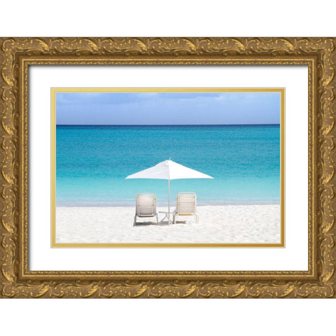 Aqua View Gold Ornate Wood Framed Art Print with Double Matting by Varona, Verne