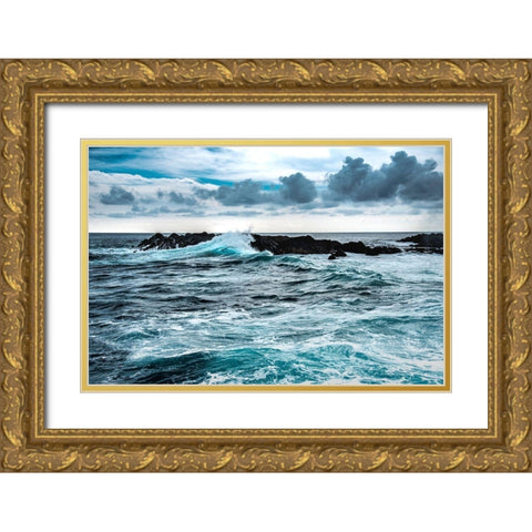 Wind and Wave Gold Ornate Wood Framed Art Print with Double Matting by Varona, Verne