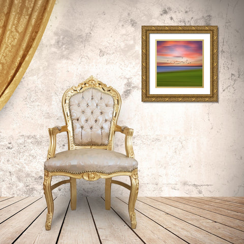 Birds In The Sunset Gold Ornate Wood Framed Art Print with Double Matting by Vitomirov, Igor