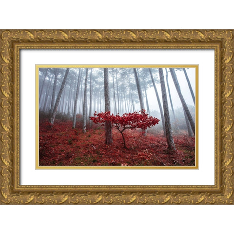 Misty Autumn Gold Ornate Wood Framed Art Print with Double Matting by Vitomirov, Igor