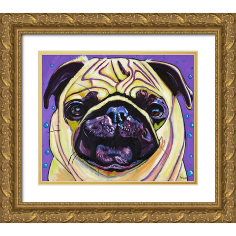 Purple Pug Gold Ornate Wood Framed Art Print with Double Matting by Wronski, Kathryn