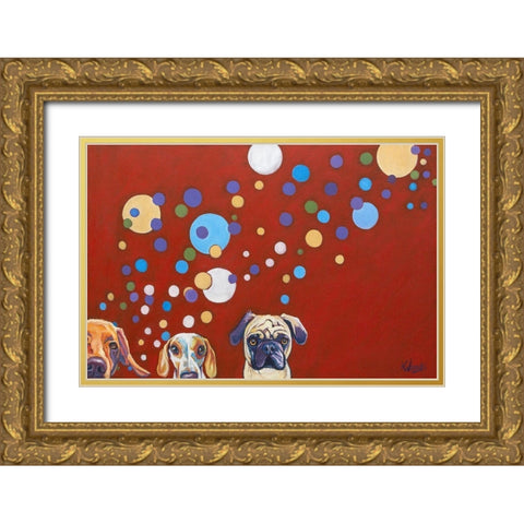 When Dogs Drink Gold Ornate Wood Framed Art Print with Double Matting by Wronski, Kathryn