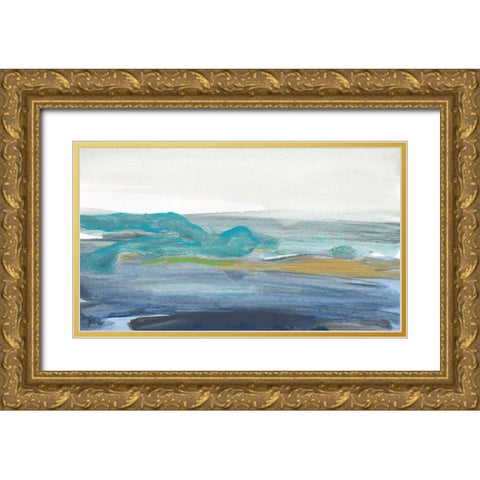A Breaking Wave Gold Ornate Wood Framed Art Print with Double Matting by Weiss, Jan