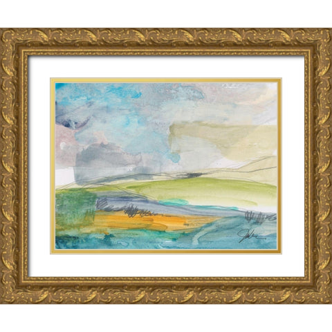 Earth Divided Gold Ornate Wood Framed Art Print with Double Matting by Weiss, Jan