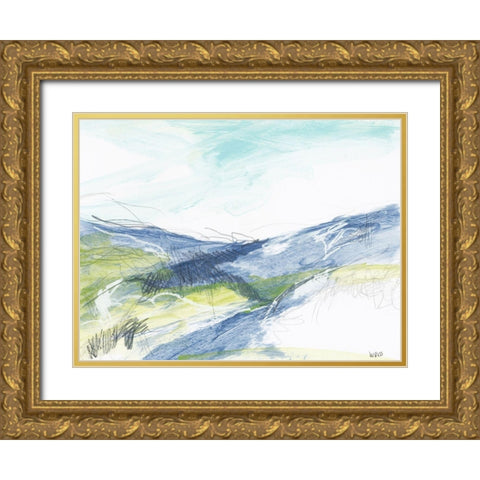 Blue Hills Gold Ornate Wood Framed Art Print with Double Matting by Weiss, Jan