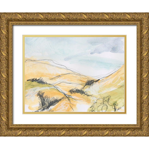 Summer Hills Gold Ornate Wood Framed Art Print with Double Matting by Weiss, Jan