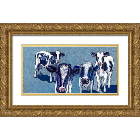 Four Cows Gold Ornate Wood Framed Art Print with Double Matting by Wronski, Kathryn