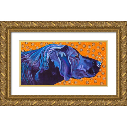 Lab With Orange Gold Ornate Wood Framed Art Print with Double Matting by Wronski, Kathryn