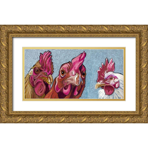 Three Chicks Gold Ornate Wood Framed Art Print with Double Matting by Wronski, Kathryn