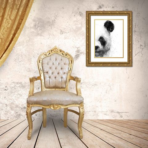 Panda At Attention Gold Ornate Wood Framed Art Print with Double Matting by Wong, Brandon