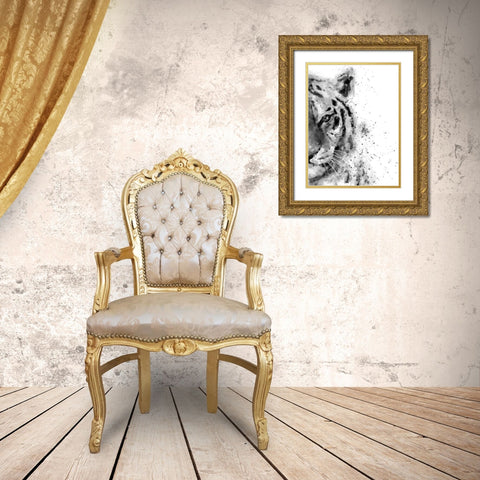 Tiger At Attention Gold Ornate Wood Framed Art Print with Double Matting by Wong, Brandon