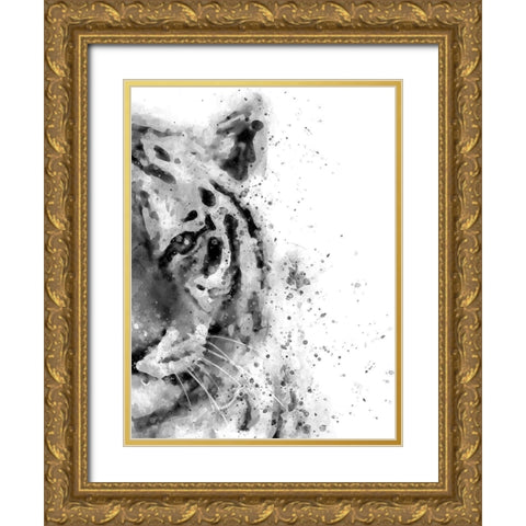 Tiger At Attention Gold Ornate Wood Framed Art Print with Double Matting by Wong, Brandon