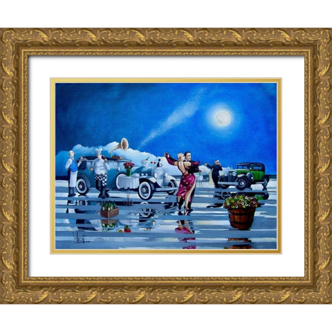 Date Night No. 4 Gold Ornate Wood Framed Art Print with Double Matting by West, Ronald