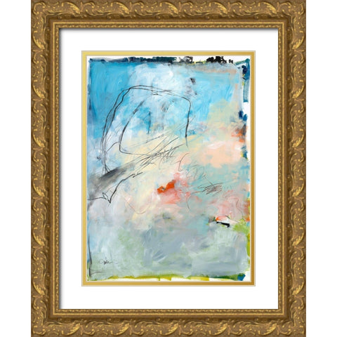 Blue Fade No. 2 Gold Ornate Wood Framed Art Print with Double Matting by Weiss, Jan
