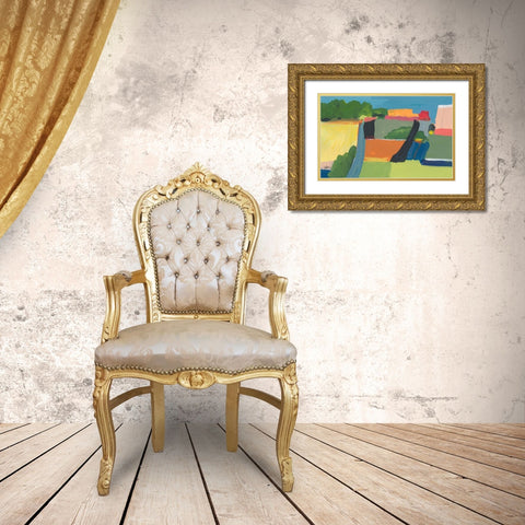 Small Town On a Hill No. 1 Gold Ornate Wood Framed Art Print with Double Matting by Weiss, Jan