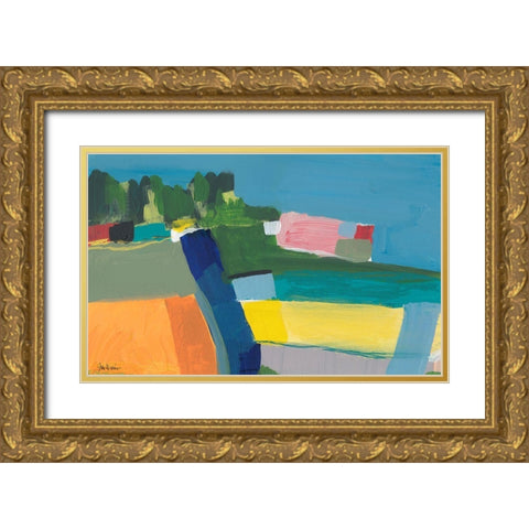 Small Town On a Hill No. 2 Gold Ornate Wood Framed Art Print with Double Matting by Weiss, Jan