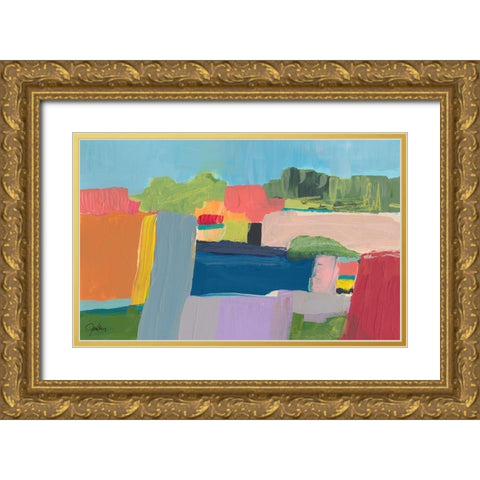 Small Town On a Hill No. 3 Gold Ornate Wood Framed Art Print with Double Matting by Weiss, Jan