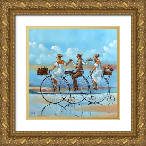 Joy Ride IV Gold Ornate Wood Framed Art Print with Double Matting by West, Ronald