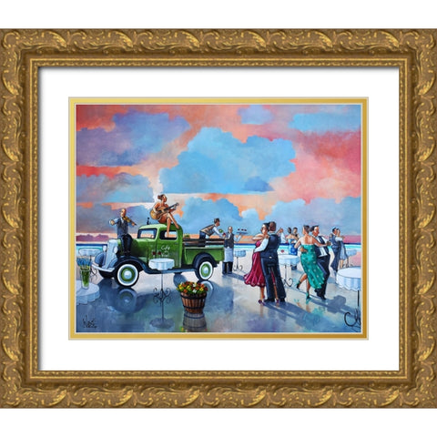 Sundowner II Gold Ornate Wood Framed Art Print with Double Matting by West, Ronald