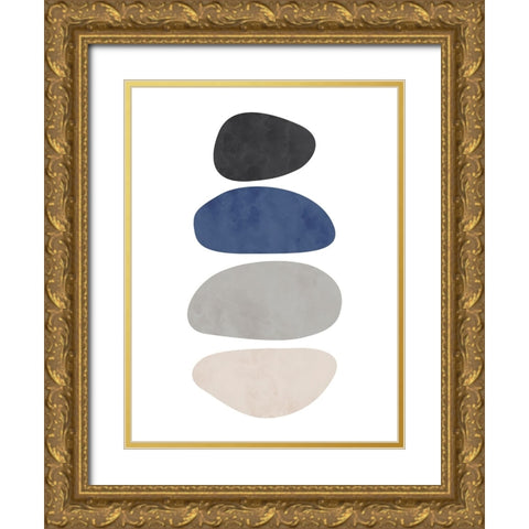 Stone No. 2 Gold Ornate Wood Framed Art Print with Double Matting by Wong, Brandon