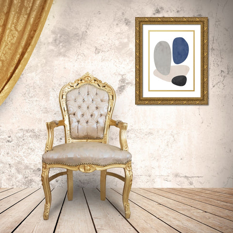 Stone No. 3 Gold Ornate Wood Framed Art Print with Double Matting by Wong, Brandon
