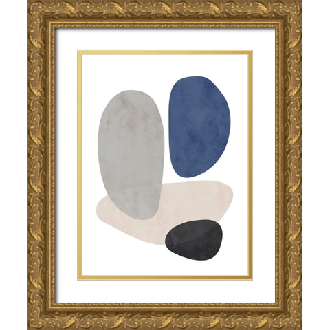 Stone No. 3 Gold Ornate Wood Framed Art Print with Double Matting by Wong, Brandon