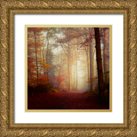 Fall Hike Gold Ornate Wood Framed Art Print with Double Matting by Wustenhagen, Dirk